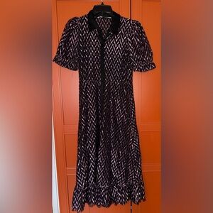 Zara Black and Pink Chevron Maxi Dress